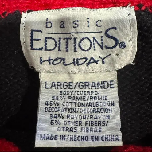 Vintage Holiday Cardinal Sweater Black Red Festive Embroidered women’s large