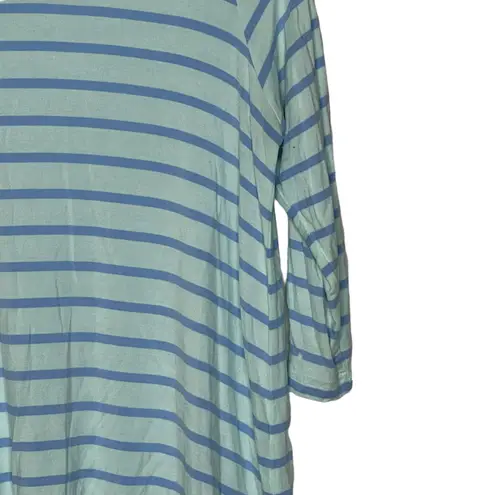 Matilda Jane Matilda Jane T-Shirt Size Small Blue Striped Stretch Blend Womens 3/4 Sleeve