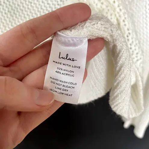 Lulus white sheer knit sweater v