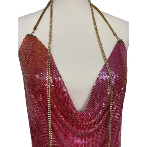 8 Other Reasons Chainmail Mini Dress in Pink One Size New Womens Party backless