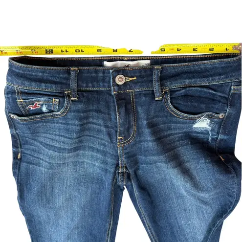 Hollister Y2K  Size 27x32 Low Rise Bootcut Jeans Dark‎ Wash Distressed Bird Logo