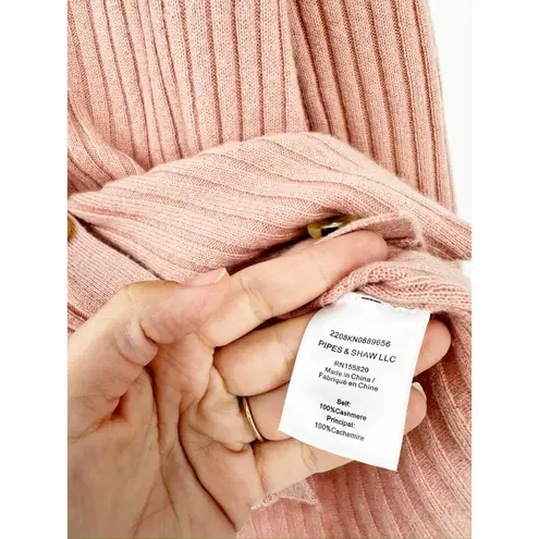 Veronica Beard Lazana Pink Polo Collared Ribbed Cashmere Cardigan Sweater Large