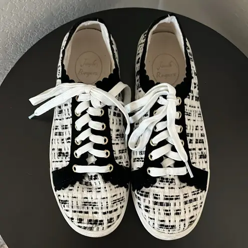 Jack Rogers  Teagan Sneakers Black and White Tweed, Size 8.5