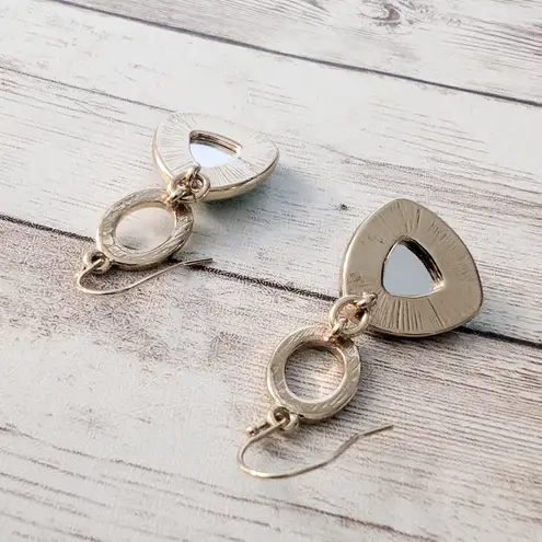 Vintage Earrings for Pierced Ears Gold Tone and Green Statement Dangle