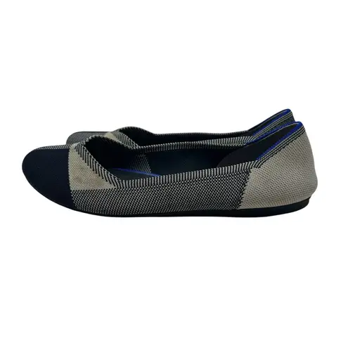 Rothy's The Flat Captoe Black White Plaid Check Retired Ballerina Size 10