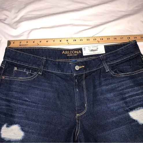 Arizona Jeans Arizona Jean Co Size 17 Shorts Jean Boyfriend 6” Dark Wash Blue Distressed NEW