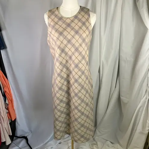 Willi Smith Willi Smith Petite Wool Dress Plaid Sleeveless Beige Purple 10P Career Italy