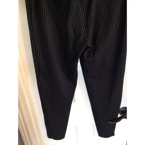 Betabrand Black Pinstripe Pants Zip Pockets And Legs Sz L