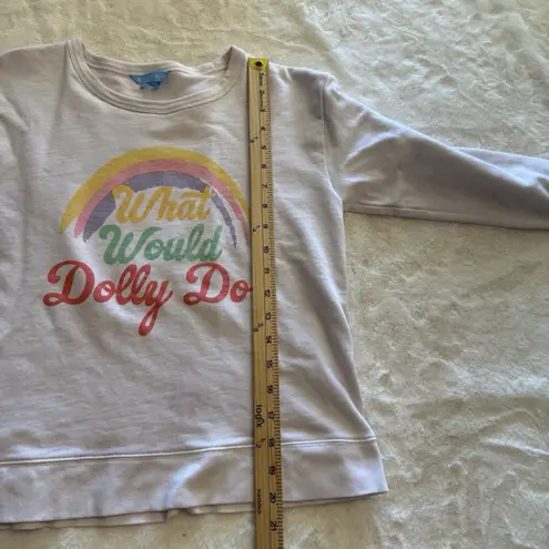 Draper James What Would Dolly Do Sweatshirt XS White Rainbow Graphic Crewneck