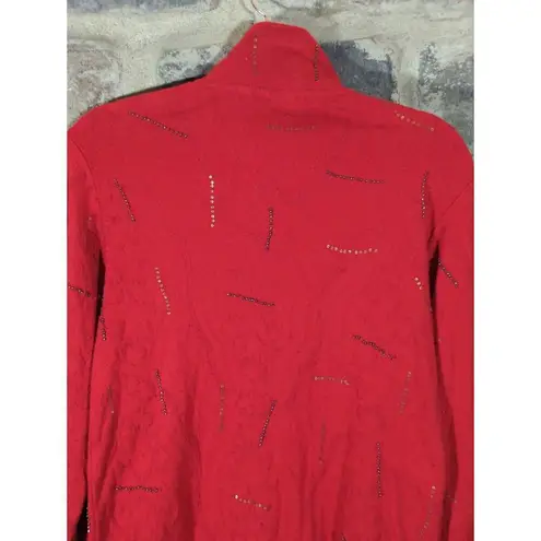 Spa By Chico's Sweatshirt Woman's Small Red Beaded Stripes Full Zip Athletic