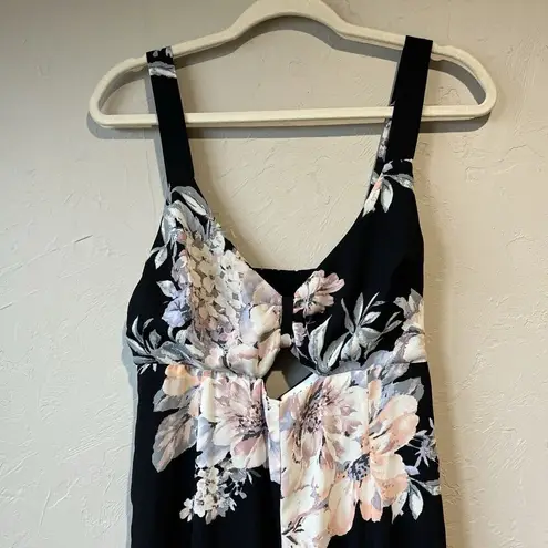 Romper Dark Florals Cut Out Boho Sheer Loose Festival Wedding Classic watercolor Black