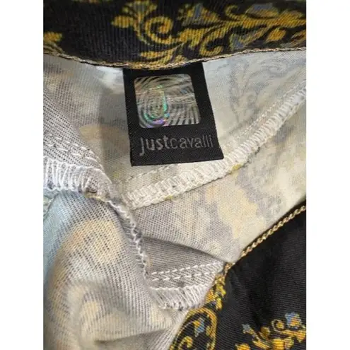 Just Cavalli Womens Baroque-Print Jeggings In Black/White/Gold