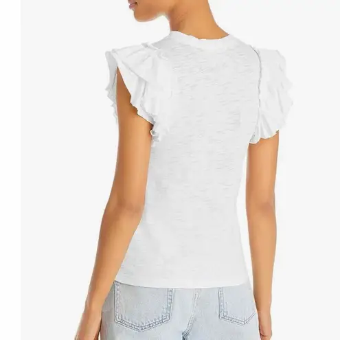 Goldie Celeste Ruffled Sleeve Pima Cotton Pullover Top White Large Lightweight