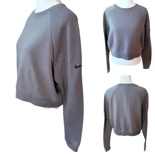Nike  Gray Dri-Fit Embossed Cropped Crewneck Sweatshirt Size Small