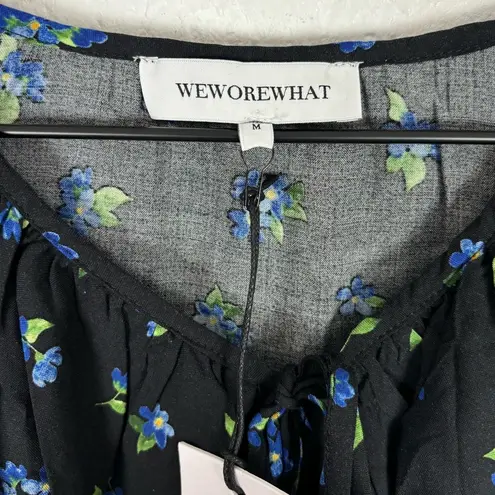 We Wore What Black Floral Ruffle Blouse NWT Size Medium