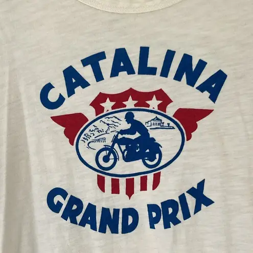 Johnson Motors Catalina Grand PrixWhite and Blue Short Sleeve Tee. Size S