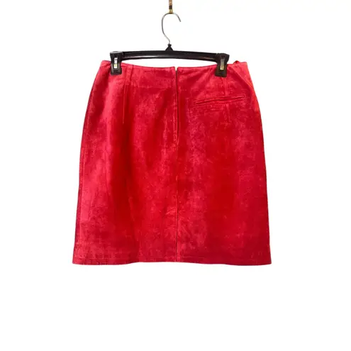 Vintage Margos Leather Suede Rasberry Red Pencil Fitted Size 11 Western Y2K