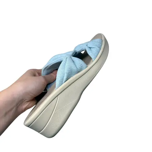 Bzees Smile More Wedge Blue Sandals Open Toe Slip On Summer Vacation Womens 8.5