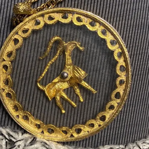 Brutalist Artisan Capricorn Zodiac Pendant – Necklace Gold Statement Medallion