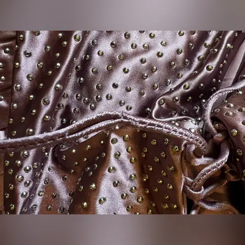 Camille La Vie Purple Mauve Studded Trumpet Formal Dress w/ High Leg Slit - 8