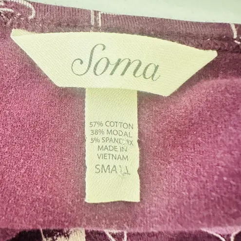 Soma Nightshirt Small Short Gown Pajama Nightgown Purple Wine Champagne Fun