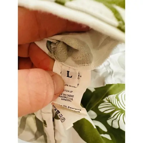 LA DOUBLEJ Green White Printed Puffed Sleeves Square Neckline Mini Dress Size L Size L