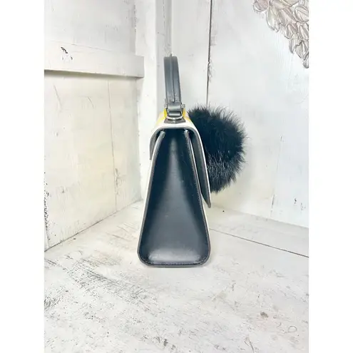 Les Petits Joueurs Mini Alex Bunny Leather Top Handle Bag balck / White / Yellow Black