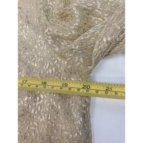 Skies Are Blue by Avara Gold Metallic Blouse Sleeve Keyhole Neckline Sz M