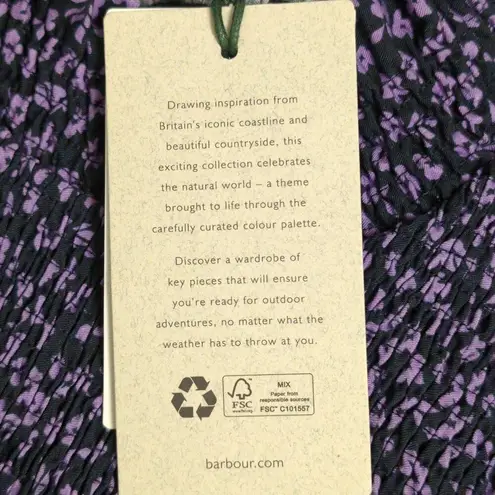 Barbour Midhurst Top Floral Ditsy Print Smocked Ruffle Lyocell Long Sleeve 6 New