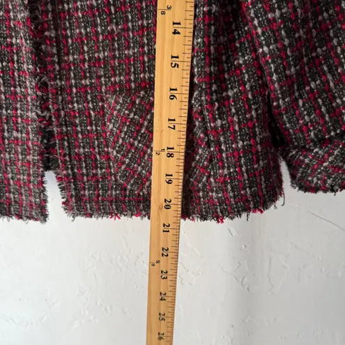 east5th Y2k Tweed Blazer Jacket Red Black White Fringe Whimsigoth M Office Siren Size M