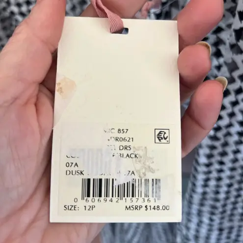 Alex Marie Black and White Sheath Dress with Bishop Sleeves