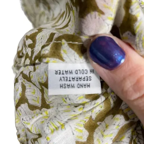 Roberta Roller Rabbit Yellow and Brown Floral Print Peasant Top Size XS