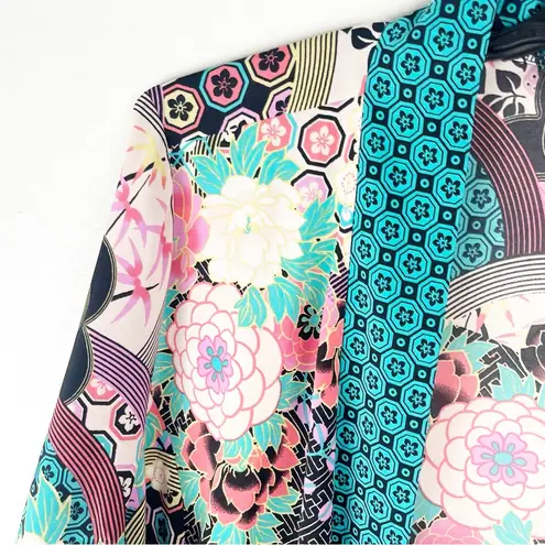 Bob Mackie Wearable Art Floral Long Sleeves Side Pockets Open Cardigan, Size XL