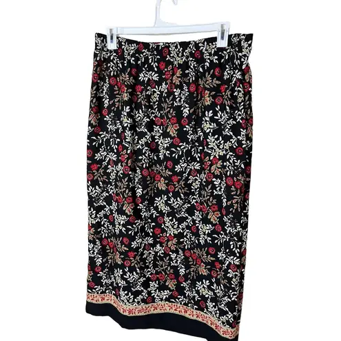 Sag Harbor SAG HARBOR Skirt Womens Size Large Black Red Floral Vintage Maxi Elastic Waist