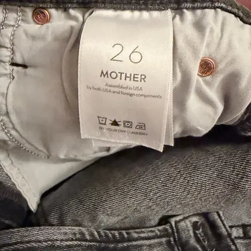 Mother High Waisted Rascal Ankle Step Fray Jeans Night Garden Size 26 Gray