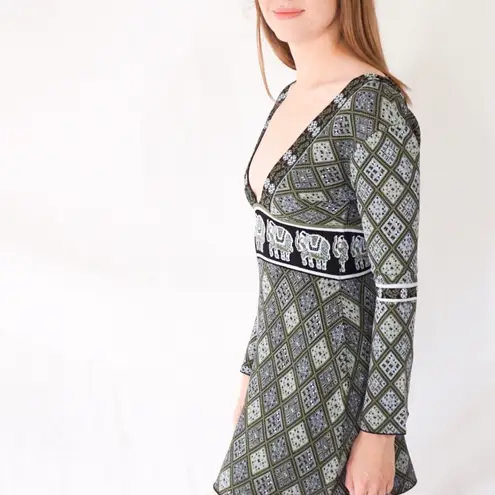 Torn By Ronny Kobo Ronny Kobo Oriana elephant jacquard knit mini dress size XS extra small