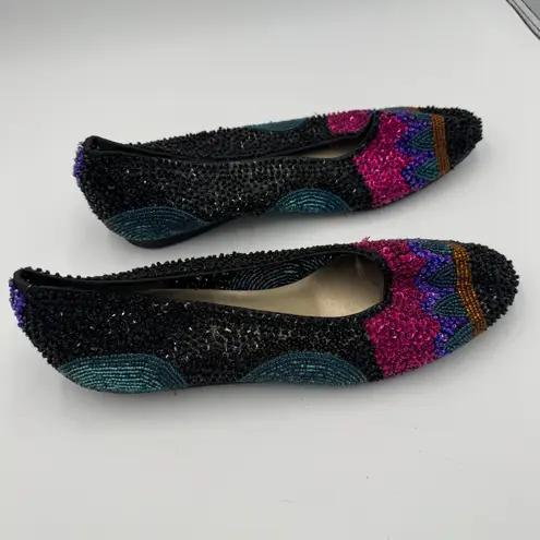 Impo Sequin Beaded Embellished Ballet Flats Colorful Slip On Shoes