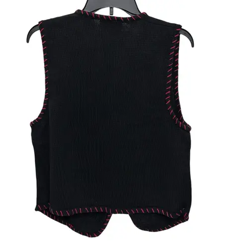 Carolyn Taylor Vintage Holiday embroidered crochet Small Cardigan Sweater Vest