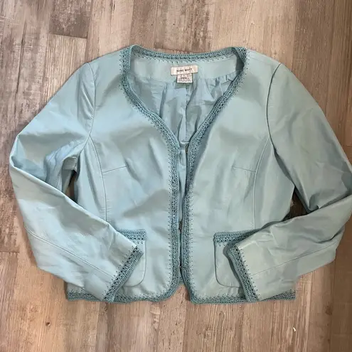 Nine West Vintage  Leather Jacket Powder Blue Size Large.