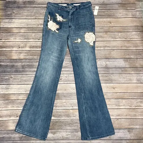 Pilcro and the Letterpress High Rise Trouser Bootcut Medium Wash Floral 29 NWT