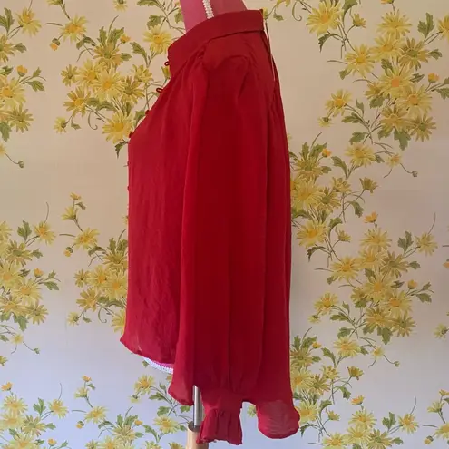 San Joy NWT Tie neck button up oversize blouse size M