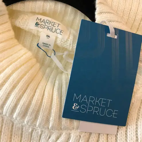 Market & Spruce Stitch Fix Ribbed Knit Cream Ivory Mock Neck Sweater XXL