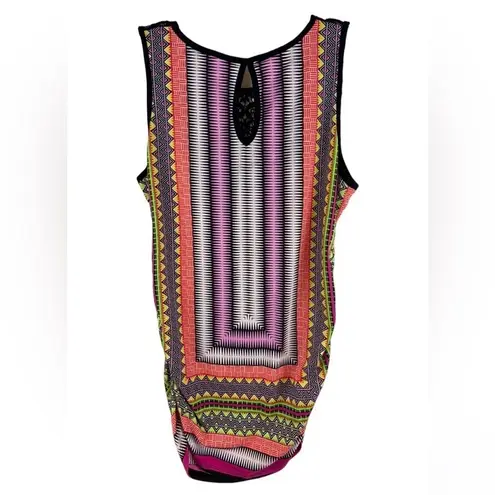 Bisou Bisou Michele Bohbot Mixed Geometric and Lace Tank Women’s Size Large