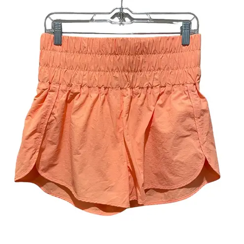 Zenana Outfitters Cross Country Smocked Waist Running Shorts Sherbet Orange Size Medium