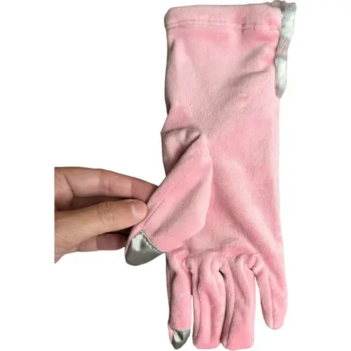 Sprigs Faux Fur Cuff Velvet Texting Gloves Winter White & Pink NWT