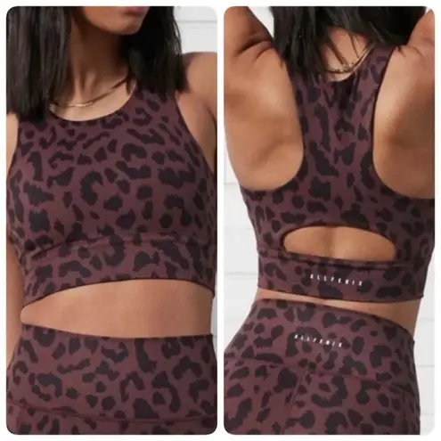 Allfenix Cheetah Leopard Longline Sports Bra Brown Black Size Small