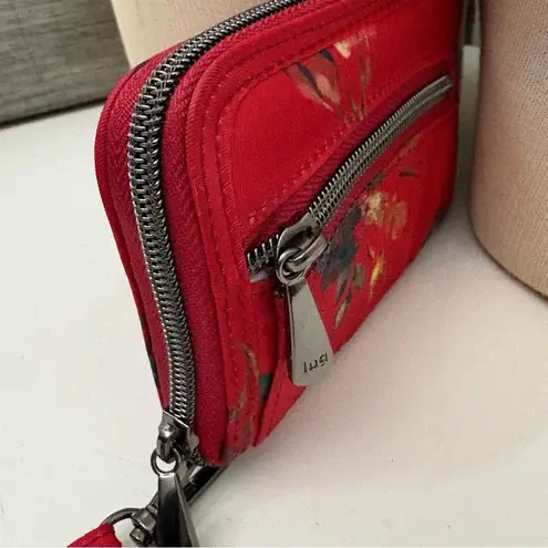 Lug Red Quilted Wristlet Bag with Floral Design