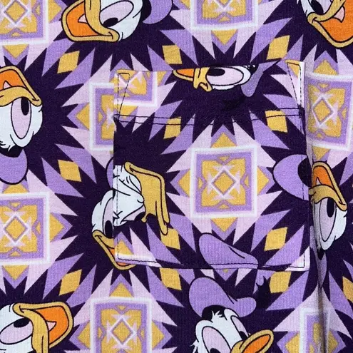 LuLaRoe Disney  Carly dress size XS Donald Duck purple gold starburst geometric