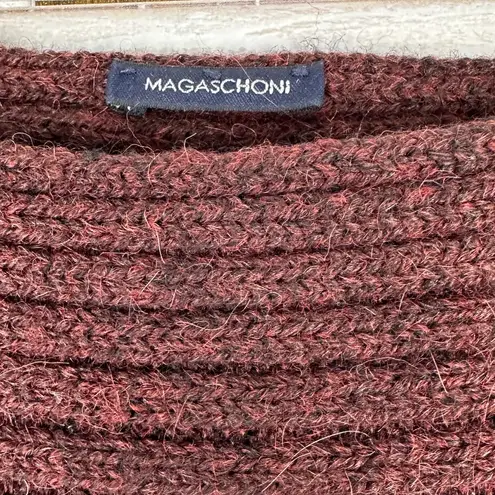 Magaschoni Womens Brown Sweater Wrap Crossover Front Shoulder Button Size Small