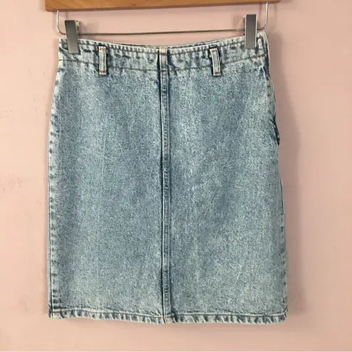 No Excuses Vintage Light Blue Acid Wash Denim Mini Skirt Size 3 GUC